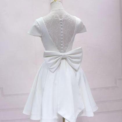 Cute A Line V Neck White Short Homecoming Party..