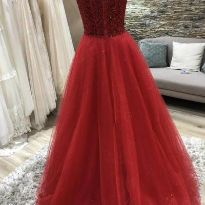 Luxurious A Line Off The Shoulder Red Prom Dress..