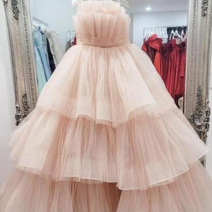 Princss A Line High Low Pink Prom Dress Party..
