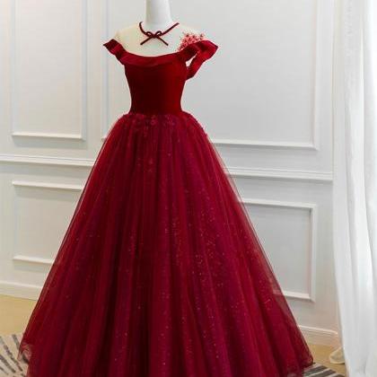 Charming Ball Gown Round Neck Red Party Dress With..