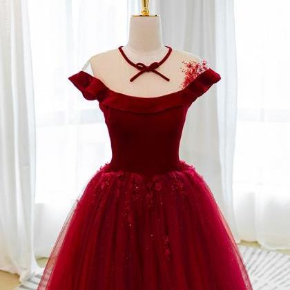 Charming Ball Gown Round Neck Red Party Dress With..