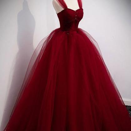 Princess A Line Off The Shoulder Red Long Prom..