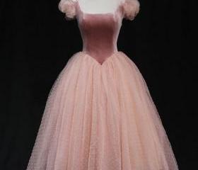 Blush A Line Square Neck Tiered Ball Dress with Ruffles