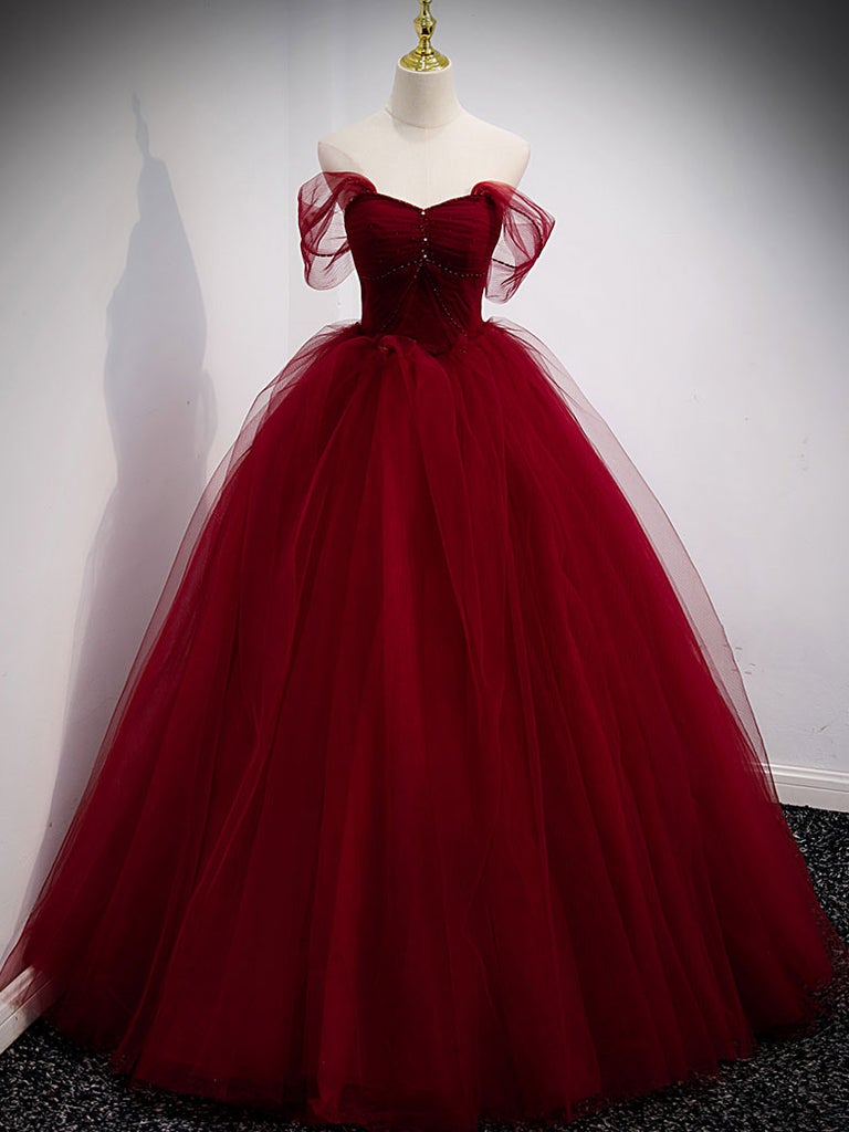 Princess A Line Off The Shoulder Red Long Prom Dress Party Dress