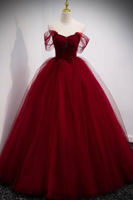 Princess A Line Off the Shoulder Red Long Prom Dress Party Dress