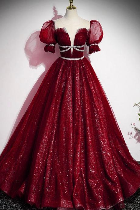 A Line Off the Shoulder Burgundy Long Prom Dress Party Dress with Beading