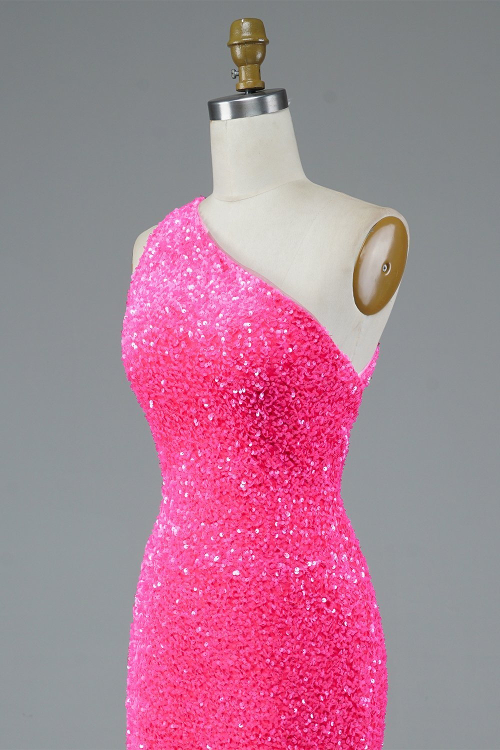 Fuchsia Sheath One Shoulder Flower Side Trian Sleeveless Short Homecoming Dress